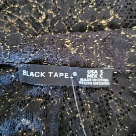 Black Tape Mesh Lace Whimsy Fairy Core Goth Blouse Sz Small - Picture 13 of 13